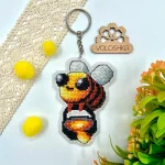 Брелок для вишивки хрестиком на пластиковій канві "Бджола", VPC_008