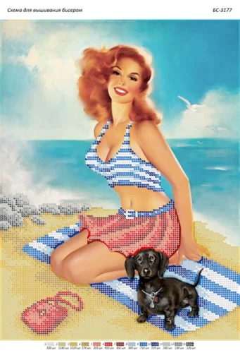 Дівчина в стилі пін-ап на пляжі