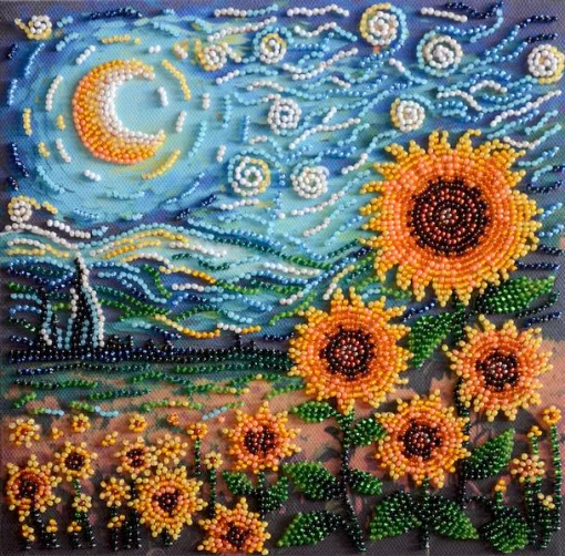 Набір для вишивки бісером &quot;Соняшники в нічних обіймах&quot; 