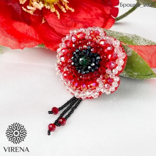 Набір брошка на фетрі "Мак" №202