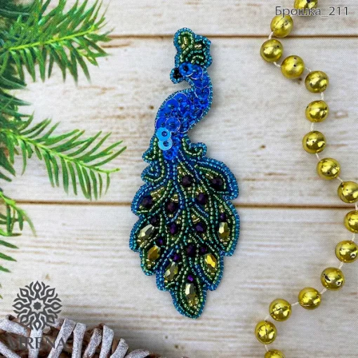 Набір брошка на фетрі "Павич" №211