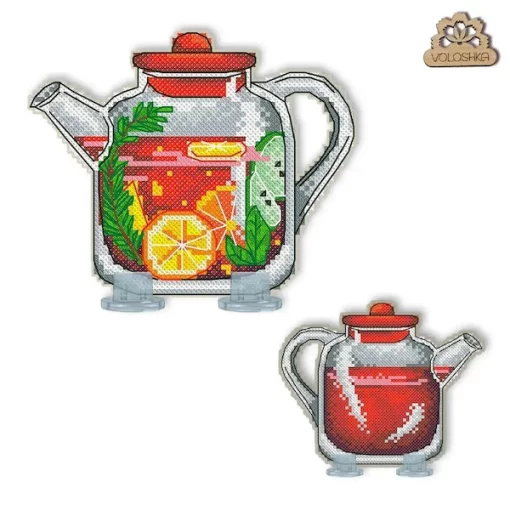 Набір для вишивки на пластиковій канві &quot;Чайничок з чаєм&quot; VPC_045