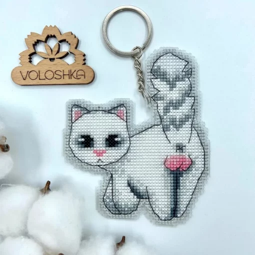 Брелок для вишивки хрестиком на пластиковій канві &quot;Кіт&quot;, VPC_005