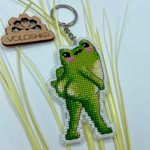 Брелок для вишивки хрестиком на пластиковій канві &quot;Жаба&quot;, VPC_010