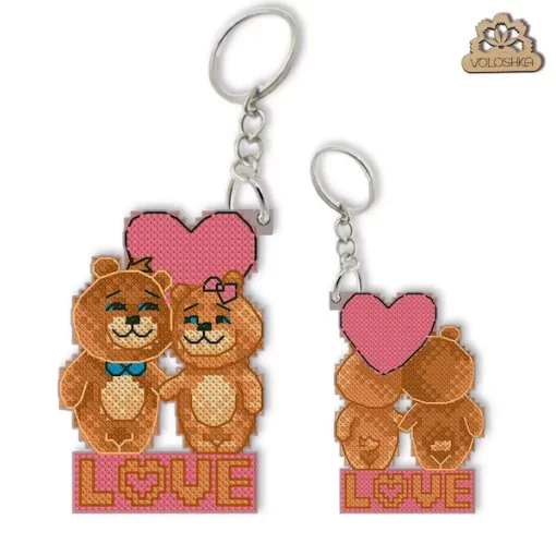 Брелок для вишивки хрестиком на пластиковій канві &quot;Солодка парочка: Ведмедики&quot;, VPC_054