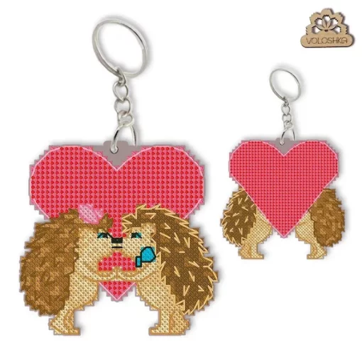 Брелок для вишивки хрестиком на пластиковій канві &quot;Солодка парочка: Їжачки&quot;, VPC_056