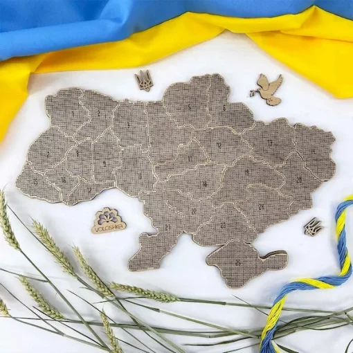 Набір для вишивки нитками по дереву &quot;Мапа України&quot;, VW 001