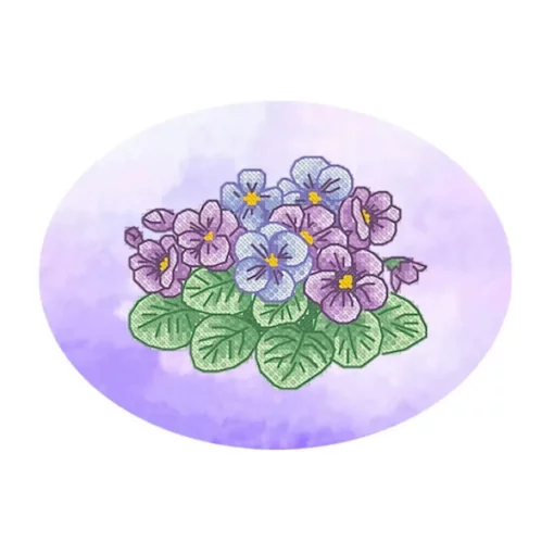 Набір для вишивки хрестом на принтованій канві &quot;Фіалки&quot;, VCB_004