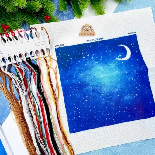 Набір для вишивки хрестом на принтованій канві &quot;Новорічна сова&quot;, VCB_006