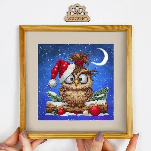 Набір для вишивки хрестом на принтованій канві &quot;Новорічна сова&quot;, VCB_006