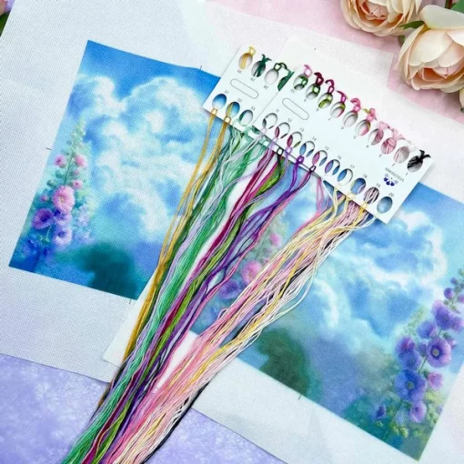 Набір для вишивки хрестом на принтованій канві &quot;Мальви&quot;, VCB_007