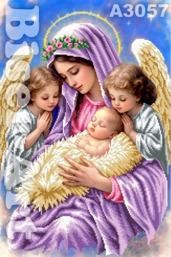 Схема для вишивки бісером  &laquo;Мадонна з немовлям&raquo; (А3057)