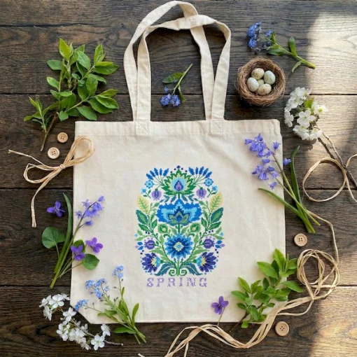 Набір для вишивання хрестиком шопера "Весна прийшла", AHB-005