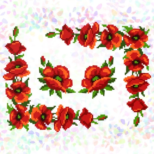 Флізелін пришивний, водорозчинний "Маки"