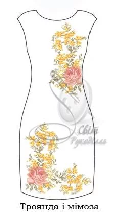 Сукня без рукавів "Троянда і мімоза" 
