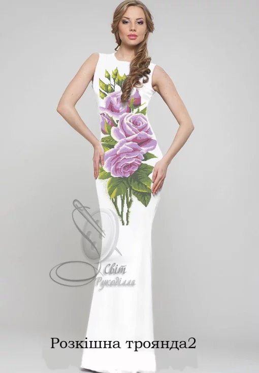 Сукня довга, без рукавів "Розкішна троянда-2" 