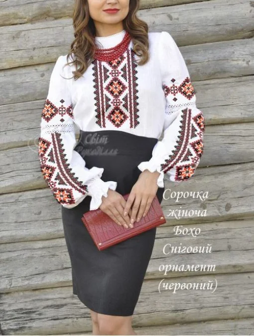 Сорочка "Сніговий орнамент" (червона) 