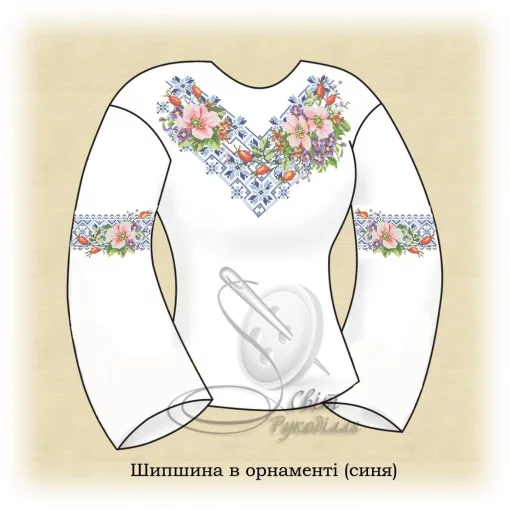 Сорочка "Шипшина в орнаменті" (синя) 