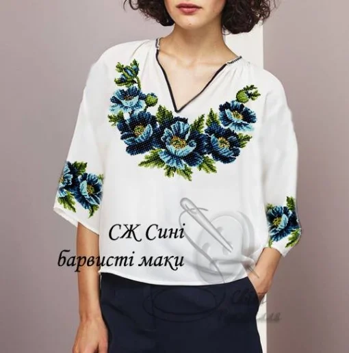 Сорочка "Сині барвисті маки" 