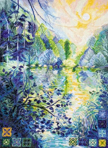 Набір для вишивки хрестиком "Світанок над річкою" 