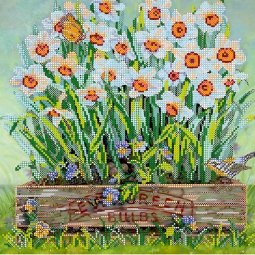 Схема під вишивку бісером &quot;Нарциси на підвіконні&quot; 