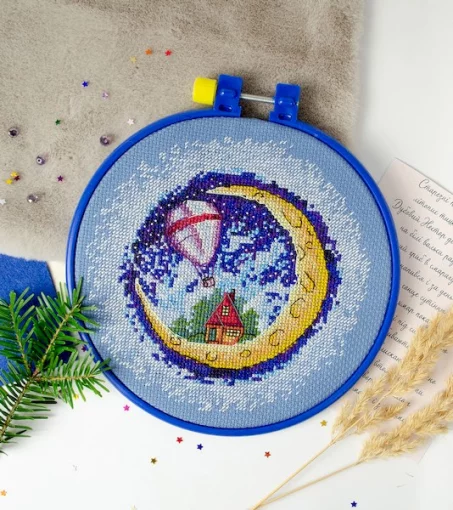 Набір для вишивки хрестиком &quot;Будиночок на місяці&quot; 