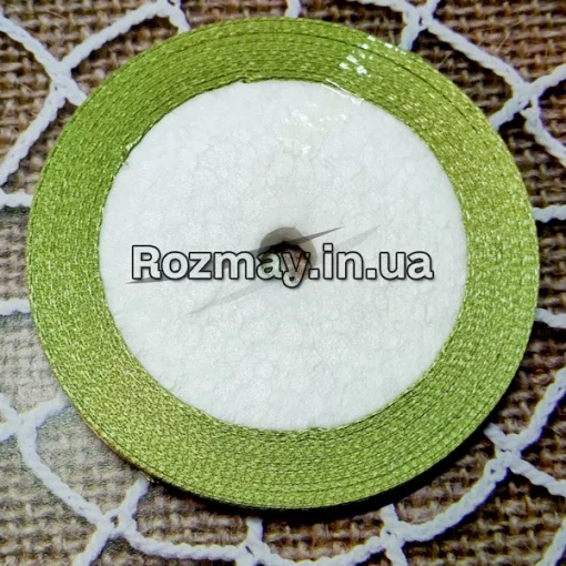 Стрічка атласна оливкова