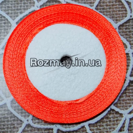 Стрічка атласна коралова, яскрава