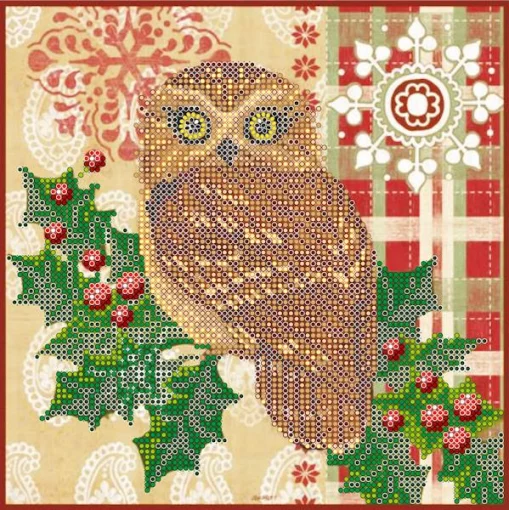 Схема під вишивку бісером &quot;Сова і гостролист&quot; 
