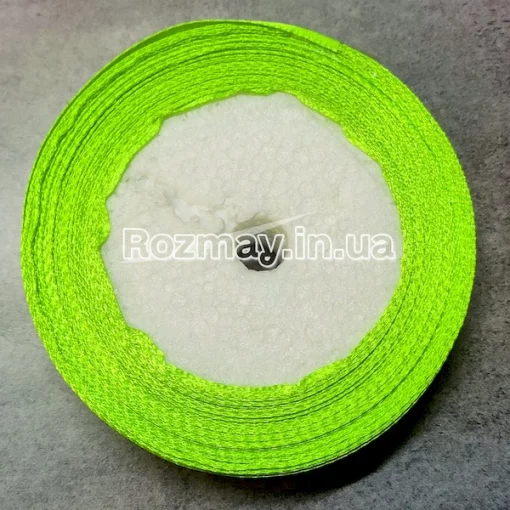 Стрічка атласна дуже яскраво-салатова 
