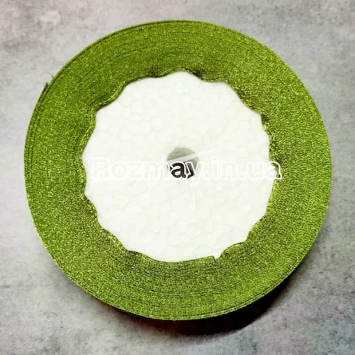 Стрічка атласна оливкова