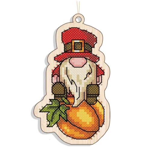 Новорічна іграшка підвіс на ялинку &ndash; Гном на гарбузі FNGi-051