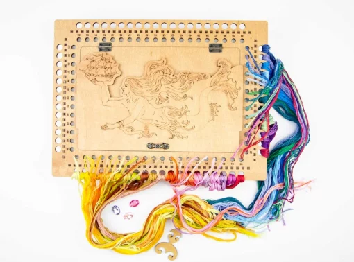 Органайзер-парковка с отворами для намотки ниток Русалка ТМ Embroidery Craft Органайзер під процес 35х26х6 66 отворів волоський горіх OG-068