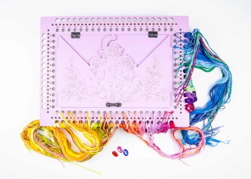 Органайзер-парковка з отворами для намотки ниток Янголятка ТМ Embroidery Craft Органайзер під процес 35х26х6 66 отворів лаванда OG-077