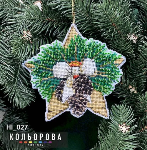 Новорічна іграшка на пластиковій основі НІ_027 "Зірка"