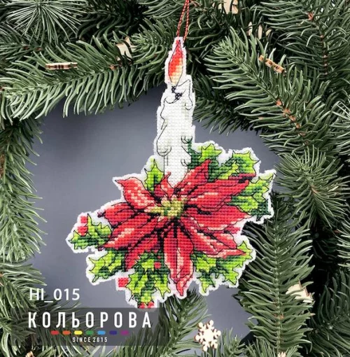 Новорічна іграшка на пластиковій основі НІ_015 "Різдвяний вогник"